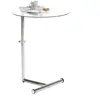 Image de IDIMEX Table d'appoint Leonie Bout de canapé Rond Table à café Table Basse avec Hauteur réglable, Structure en métal chromé et Plateau en Verre trempé Transparent