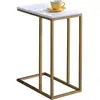 Image de IDIMEX Bout de canapé Debora en métal doré et Plateau rectangulaire en MDF décor Blanc, Table d'appoint Table à café Table Basse de Salon Design Retro Vintage Industriel
