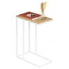 Image de IDIMEX Bout de canapé Debora Table d'appoint Table à café Table Basse de Salon Design Retro Vintage Industriel, Plateau rectangulaire en MDF décor chêne Sonoma et Cadre en métal Blanc