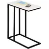 Image de IDIMEX Bout de canapé Debora Table d'appoint Table à café Table Basse de Salon Design Retro Vintage Industriel, Plateau rectangulaire en MDF décor Blanc Mat et Cadre en métal Noir