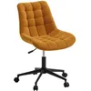 Image de IDIMEX Chaise de Bureau VASILO Fauteuil en Velours Côtelé Jaune Moutarde avec Piétement en Métal Laqué Noir, Assise Réglabe en Hauteur, Rembourrée et Pivotante