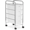Image de IDIMEX Caisson de Rangement sur roulettes GINA, Colonne 4 tiroirs et 1 étagère pour Salle de Bain ou Bureau, en Plastique et métal
