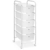 Image de IDIMEX Caisson sur roulettes GINA Chariot avec 5 tiroirs Blancs Transparent et 1 étagère, Meuble de Rangement pour Salle de Bain en métal laqué Blanc