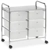 Image de IDIMEX Caisson sur roulettes GINA Chariot avec 6 tiroirs en Plastique Blanc Transparent et 1 étagère, Meuble de Rangement pour Salle de Bain en métal chromé