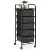 Image de IDIMEX Caisson de Rangement sur roulettes GINA, Colonne de 5 tiroirs et 1 étagère pour Salle de Bain ou Bureau, Noir et métal
