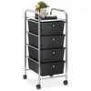 Image de IDIMEX Caisson sur roulettes GINA Chariot avec 4 tiroirs en Plastique Noir et 1 étagère, Meuble de Rangement pour Salle de Bain en métal chromé