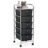 Image de IDIMEX Caisson sur roulettes GINA Chariot avec 5 tiroirs en Plastique Noir et 1 étagère, Meuble de Rangement pour Salle de Bain en métal chromé