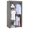 Image de IDIMEX Garde-Robe Adam en Tissu Gris, avec 2 tringles à vêtements et 3 étagères
