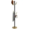 Image de IDIMEX Porte-Manteaux Mila Portant pour vêtements sur Pied Hauteur 174 cm Socle Rond et 8 Crochets, Meuble d'entrée en métal laqué Noir et Or doré
