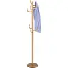 Image de IDIMEX Porte-Manteaux Mila Portant pour vêtements sur Pied Hauteur 174 cm Socle Rond et 8 Crochets Dont 3 à mi-Hauteur, Meuble d'entrée en métal laqué Or