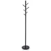 Image de IDIMEX Portemanteau ENRICO en métal et bois noir portant à vêtements sur pied en forme d'arbre avec 6 crochets sur différentes hauteurs