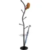 Image de IDIMEX Porte-Manteaux Triana Portant à vêtements sur Pied en Forme d'arbre avec 6 Crochets et Un Porte Parapluie, métal laqué Noir et Bois lasuré Noir