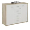 Image de IDIMEX Buffet Salle à Manger Elodie L 89 cm Coloris chêne Sonoma et Blanc avec 4 tiroirs et 2 Portes, bahut Bas, Meuble de Rangement Style Moderne, 89 x 70 x 30 cm