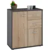 Image de IDIMEX Buffet Salle à Manger Remy L 60 cm Coloris Gris et Sonoma avec 2 Portes et 2 tiroirs bahut Bas Meuble de Rangement Style Moderne Commode vaisselier 60 x 70 x 30 cm