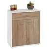 Image de IDIMEX Buffet Salle à Manger Monaco L 60 cm Coloris Blanc et chêne Sonoma avec 1 tirroir et 2 Portes bahut Bas Meuble de Rangement Style Moderne Commode vaisselier 60 x 70 x 30 cm