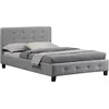 Image de IDIMEX Lit Simple pour Adulte JOLIEN Couchage 120 x 190 cm avec sommier 1 Place et Demi / 1 Personne, tête et Pied de lit capitonnés avec Strass, revêtement en Tissu Gris