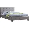 Image de IDIMEX Lit Simple pour Adulte Marlon Couchage 120 x 190 cm avec sommier 1 Place et Demi / 1 Personne, tête et Pied de lit capitonnés, revêtement en Tissu Gris