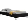 Image de IDIMEX Lit futon Simple pour Adulte ou Enfant Nizza Couchage 90 x 190 cm 1 Place / 1 Personne, avec sommier et Pieds en métal chromé, revêtement en Tissu Noir