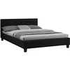 Image de IDIMEX Lit Double pour Adulte Mathieu Couchage 140 x 190 cm avec sommier 2 Places / 2 Personnes, tête et Pied de lit capitonnés, revêtement en Tissu Noir