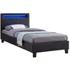Image de IDIMEX Lit LED Simple 90x190 cm avec sommier, tête de lit Confortable, lit 1 Place revêtement synthétique Noir, LUCENO