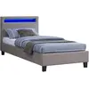 Image de IDIMEX Lit LED Simple 90x190 cm avec sommier, tête de lit Confortable, lit 1 Place revêtement en Tissu Gris, Molina