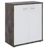 Image de IDIMEX Buffet Salle à Manger FIRMIN L 60 cm Coloris béton foncé et Blanc avec 2 Portes, bahut Bas, Meuble de Rangement Style Moderne, Commode vaisselier 60 x 70 x 30 cm