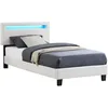 Image de IDIMEX Lit LED Simple 90x190 cm avec sommier, tête de lit réglable en Hauteur, en Tissu Blanc, Austin