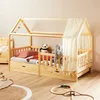 Image de IDIMEX Lit cabane NUNA lit Enfant Simple Montessori en Bois 90 x 200 cm, avec Rangement 2 tiroirs, en pin Massif à la Finition Naturelle