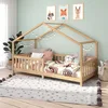 Image de IDIMEX Lit cabane Enfant 90x200 cm LISAN lit Simple Montessori avec Barrières de Protection en Bois Massif Naturel
