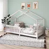 Image de IDIMEX Lit cabane Enfant 90x200 cm LISAN lit Simple Montessori avec Barrières de Protection en Bois Massif lasuré Blanc