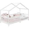 Image de IDIMEX Lit cabane Enfant 90x190 cm LISAN lit Simple Montessori avec Barrières de Protection en Bois Massif lasuré Blanc