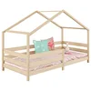 Image de IDIMEX Lit cabane Rena lit Simple Montessori pour Enfant 90 x 200 cm, avec barrières de Protection, en pin Massif à la Finition Naturelle