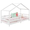 Image de IDIMEX Lit cabane Rena lit Simple Montessori pour Enfant 90 x 200 cm, avec barrières de Protection, en pin Massif lasuré Blanc