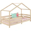 Image de IDIMEX Lit cabane Rena lit Simple Montessori pour Enfant 90 x 190 cm, avec barrières de Protection, en pin Massif à la Finition Naturelle