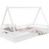 Image de IDIMEX Lit cabane SILA 90x200 cm, lit Simple Enfant 1 Place Type Montessori, en pin Massif Blanc