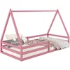 Image de IDIMEX Lit cabane SILA 90x190 cm, lit Simple Enfant 1 Place Type Montessori, en pin Massif Rose