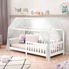 Image de IDIMEX Lit cabane Nina lit Enfant Simple Montessori en Bois 90 x 200 cm, en pin Massif lasuré Blanc