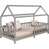 Image de IDIMEX Lit cabane Nina lit Enfant Simple Montessori en Bois 90 x 190 cm, en pin Massif lasuré Gris