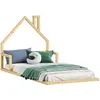 Image de IDIMEX Lit Enfant ELOA au Sol 90x200 cm de Type Montessori, tête de lit en Forme de Maison, en Bois Massif Naturel