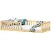 Image de IDIMEX Lit Enfant Gustavo lit au Sol 90x190 cm d'inspiration Montessori, avec barrières de Protection, en pin Massif Naturel