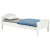 Image de IDIMEX Lit Simple FLIMS 90 x 200 cm lit pour Enfant en pin Massif lasuré Blanc, avec tête et Pied de lit Arrondi