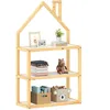 Image de IDIMEX Étagère Enfant LENISE en pin Massif, Meuble Rangement Chambre Enfant en Forme de Maison en Bois lasuré Blanc/Naturel