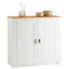 Image de IDIMEX Buffet Salle à Manger Bolton en Bois L 91 cm avec 2 Grandes Portes battantes, poignées Coquille, Meuble de Rangement, Structure Robuste et Finition élégante, Blanc et Brun