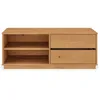 Image de IDIMEX Meuble TV Maite L 110 cm avec 2 tiroirs et 2 niches en Bois Massif Coloris chêne pour télé Jusqu’à 47" Meuble TV Salon Design Naturel avec Rangement