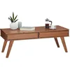 Image de IDIMEX Table Basse Jona Style scandinave Table de Salon rectangulaire avec 2 tiroirs, en pin Massif lasuré Brun foncé