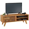 Image de IDIMEX Meuble TV Sean Banc télé de 115 cm au Design Vintage avec 4 niches et 1 Porte coulissante ajourée, en pin Massif à la Finition teintée/cirée