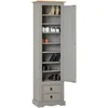 Image de IDIMEX Armoire Tequila Meuble de Rangement avec 7 tablettes derrière 1 Porte battante et 2 tiroirs, en pin Massif lasuré Gris et Brun