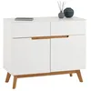Image de IDIMEX Buffet Salle à Manger Tibor en Bois Massif L 98 cm Blanc avec 2 tiroirs et 2 Portes battantes, Meuble de Rangement Style scandinave, Structure Robuste et Finition élégante
