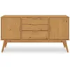 Image de IDIMEX Buffet Salle à Manger Tivoli L 145 cm en Bois Massif Finition Bois Naturel teinté avec 3 tiroirs et 2 Portes battantes, Un Meuble de Rangement Style scandinave, Finition élégante