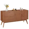 Image de IDIMEX Buffet Salle à Manger Tivoli L 145 cm en Bois Massif Finition Bois Brun foncé avec 2 tiroirs et 2 Portes battantes, Un Meuble de Rangement Style scandinave, Finition élégante